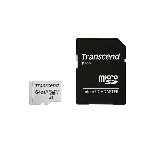 Transcend 64 GB microSDXC-Karte 300S-A UHS-I U1 V10 95/45MB/s mit Adapter