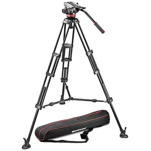 Manfrotto 546 Doppelrohr Alu-Videostativ mit 502 Fluid-Video-Neiger