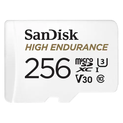 SanDisk High Endurance 256 GB microSDXC Karte mit SD-Adapter, C10, U3, V30