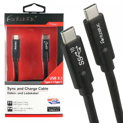 Fontastic Datenkabel Typ-C > Typ-C USB 3.2, 4K kompatibel, 1 m, schwarz