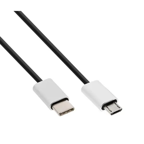 InLine USB 2.0 C-Stecker an Micro-B Stecker, 0,5 m Kabel schwarz/alu