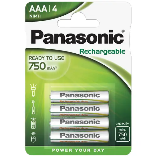 Panasonic Akku Micro (AAA/HR03) 4er Blister, Ready to Use 750 mAh