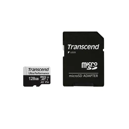 Transcend 128 GB microSDXC-Karte 340S UHS-I U3 A2 V30 160/125MB/s mit Adapter