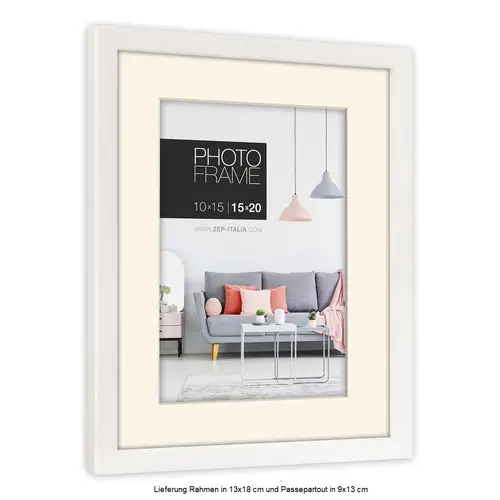 ZEP Edison 13x18 cm weiß + Ppt. 9x13 cm Kunststoffrahmen