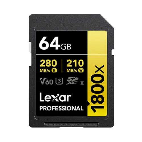 Lexar 1800x SDXC 64 GB V60 UHS-II U3 (280/210 MB/s) Prof. Speicherkarte