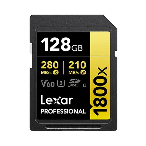 Lexar 1800x SDXC 128 GB V60 UHS-II U3 (280/210 MB/s) Prof. Speicherkarte