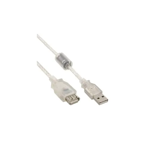 InLine USB 2.0 Typ A, Verlängerung, Stecker / Buchse, transparent, 3 m