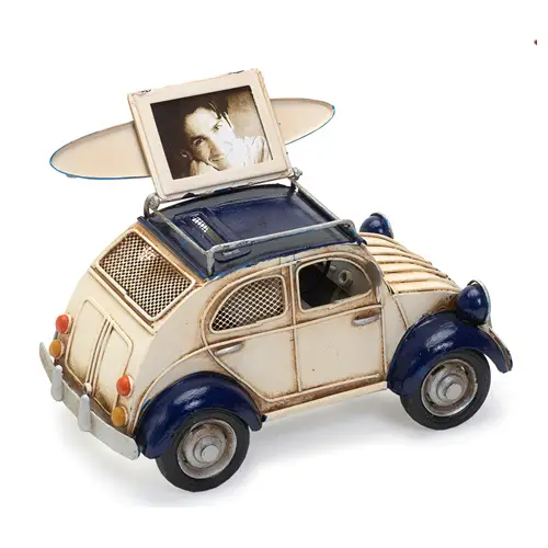 KPH Auto creme-blau 20x12x12 cm Rahmen+ Spardose