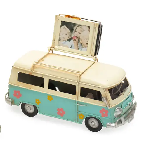 KPH Bus Flowerpower blau 16,5x7,5x9,5 cm Dekorahmen
