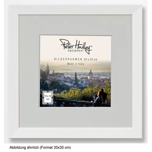 Peter Hadley Nina 30x30 cm weiß, Holzrahmen mit Passepartout 15x15 cm