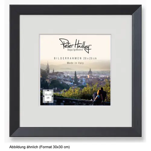 Peter Hadley Nina 30x30 cm schwarz, Holzrahmen mit Passepartout 15x15 cm