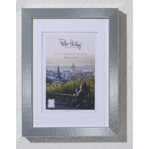 Peter Hadley Andria 13x18 cm silber, mit 9x13 cm Ppt. (kalt-weiß), MDF-Rahmen