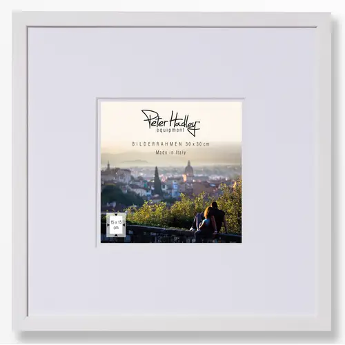 Peter Hadley Amalfi 30x30 cm, weiß mit Passepartout 15x15cm, Holzrahmen