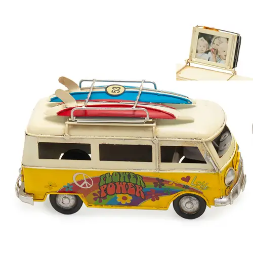 KPH Bus Flowerpower gelb 16,5x7,5x9,5 cm + Rahmen, Dekorahmen