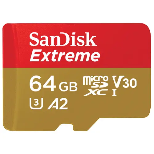 SanDisk Extreme 64 GB microSDXC 170 MB/s UHS-I, C10, U3, V30, A2 + SD Adapter