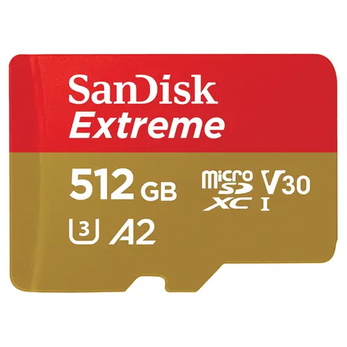 SanDisk Extreme 512GB microSDXC 190 MB/s UHS-I, C10, U3, V30, A2 + SD Adapter