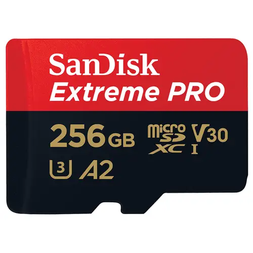 SanDisk Extreme Pro 256GB 200 MB/s micro SDXC UHS-I, U3, V30, A2, C10+ SD Adapter