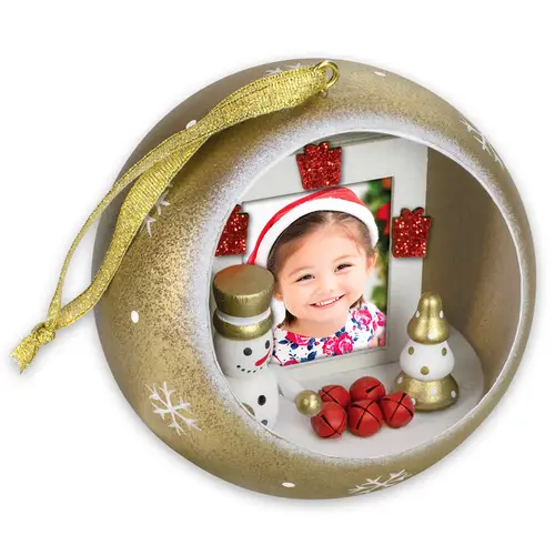 ZEP Eithel Winterfotokugel gold mit Holzbilderrahmen 3,5x4,5 cm