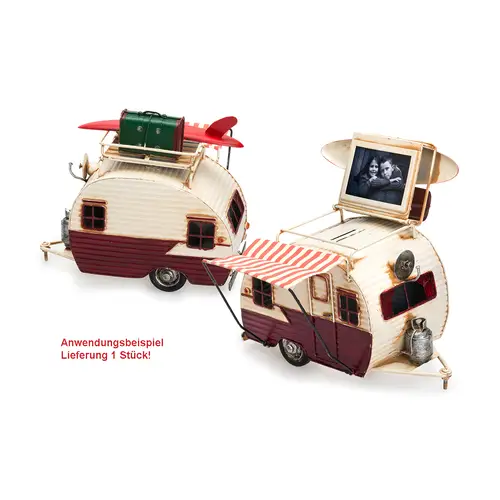 KPH Wohnwagen rot 23x19x13,5 cm Dekorahmen aus Metall