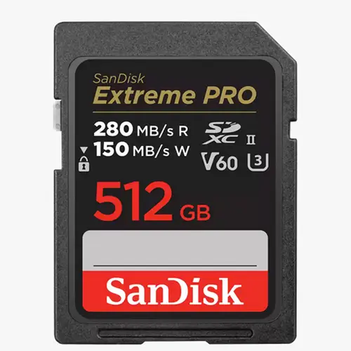 SanDisk 512 GB SDXC Extreme PRO 150MB/s V60 UHS-II Class10 R280-/W Speicherkarte