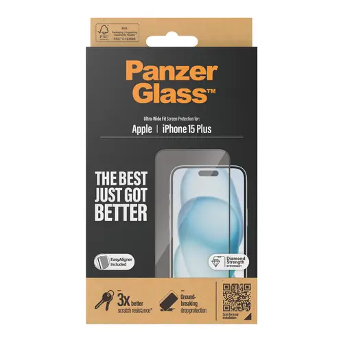 PanzerGlass SP iPhone Plus 15 UWF mit Applikation, Displayschutzglas