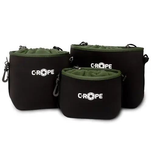 C-Rope Kamerabeutel Set, schwarz/oliv mit den Größen S/M/L