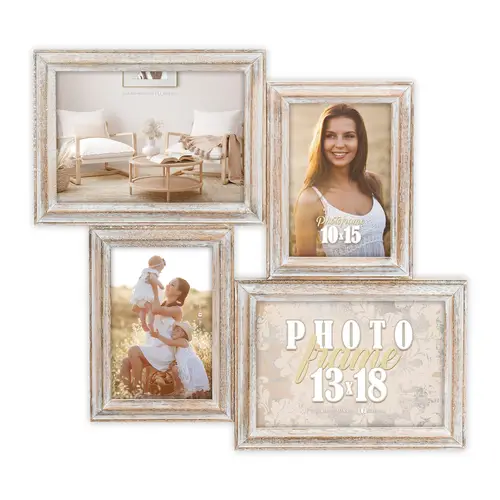 ZEP Rosel 4fach Galerie weiß-vintage für 2x 10x15cm+2x 13x18 cm, aus Holz