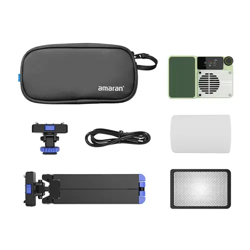 Amaran Ace 25c Green Kit RGBWW-LED Kameraleuchte+Grid+Mini-Stativ+Tasche