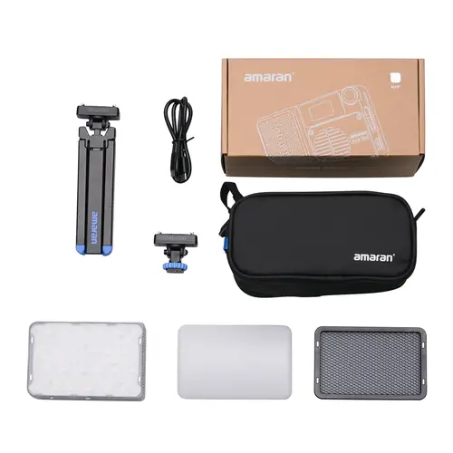 Amaran Ace 25c Silver Kit RGBWW-LED Kameraleuchte+Grid+Mini-Stativ+Tasche