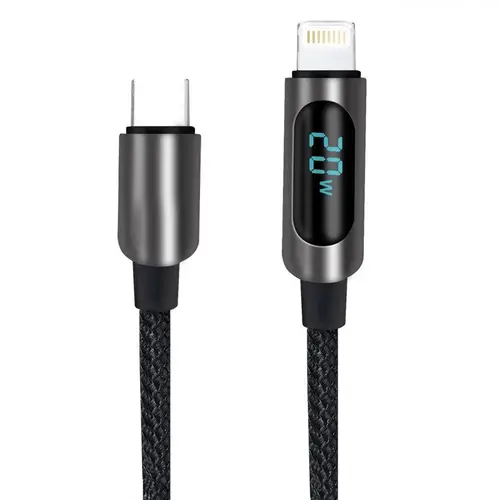 Fontastic Datenkabel Kuva Lightning 1,2m schwarz mit Digitalanzeige