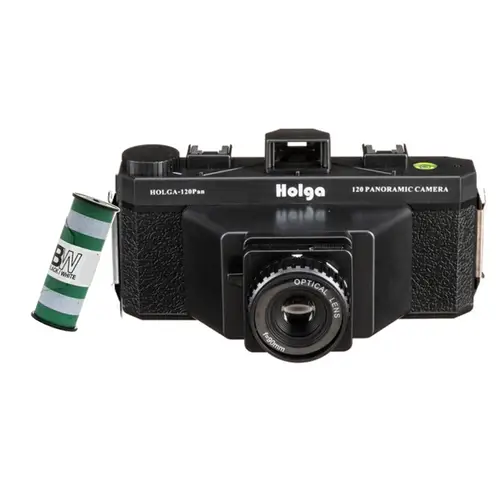 HOLGA 120N Set black, Pan 6x12 Medium Format Panorama, Kamera inkl. B+W Film