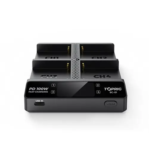 Accsoon Toprig 100W 4-Bay NP-F Fast Charger with EU GaN Charger