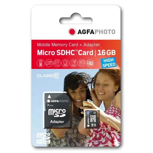 AgfaPhoto 16 GB microSDHC-Karte Class10 W 12MB/s, R 90MB/s