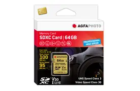 AgfaPhoto 64GB SDXC-Karte Prof. Highsp. UHS-I C10/U3/V30 95MB/100MB