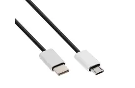 InLine USB 2.0 C-Stecker an Micro-B Stecker, 0,5 m Kabel schwarz/alu