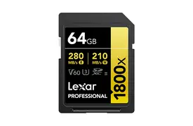 Lexar 1800x SDXC 64 GB V60 UHS-II U3 (280/210 MB/s) Prof. Speicherkarte
