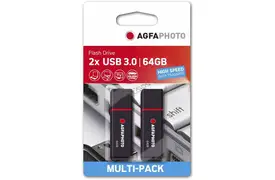 AgfaPhoto USB-Stick 64GB, 2er Pack schwarz, USB 3.0 Type-A (15/55 MBs)