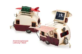 KPH Wohnwagen rot 23x19x13,5 cm Dekorahmen aus Metall
