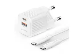 4smarts VoltPlug Duos Mini PD weiß mit USB-C Kabel 1,5 m 20W, Netzladegerät