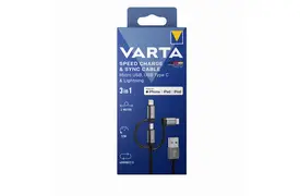 Varta Micro USB, USB Type C & Lightning Speed Charge & Sync Cable, 480 Mbit/s 2m