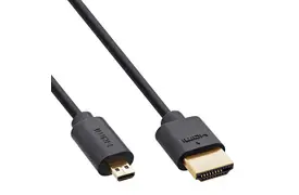 InLine Slim Ultra HDMI-Kabel A- auf D- Stecker (Micro) 8K4K, schwarz/gold 2m