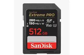 SanDisk 512 GB SDXC Extreme PRO 150MB/s V60 UHS-II Class10 R280-/W Speicherkarte