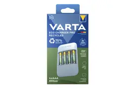 Varta Eco Charger Pro Recycled + 4x AAA 800 mAh, Ladegerät inkl. NiMh Akkus
