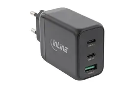 InLine USB PD Netzteil, GaN Ladegerät 3-Port, Dual USB-C + USB-A, 65W