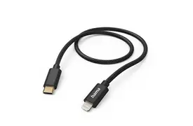 Hama Fabric USB-C - Lightning Ladekabel 1,5m Nylon, für iPhone, schwarz