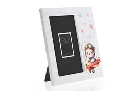 ZEP Colin 10x15 cm Hochformat weiß-blau, Baby-/Kinderrahmen aus Holz, zum Stellen