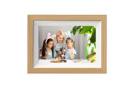 Braun DigiFrame 10W WiFi buche+weißes Passepartout, digitaler Bilderrahmen