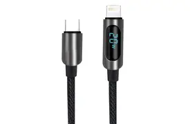 Fontastic Datenkabel Kuva Lightning 1,2m schwarz mit Digitalanzeige