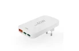 Hama 65W Schnellladegerät PD, 2x USB-C, 1x USB-A, flaches Mini Ladegerät, weiß